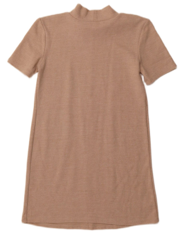 ZARA Womens Short Sleeves Jumper Dress UK 10 Small Beige
