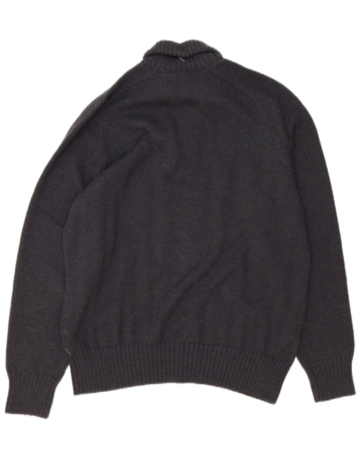 Hugo Boss Mens Slim Fit Button Neck Jumper Sweater XL Grey