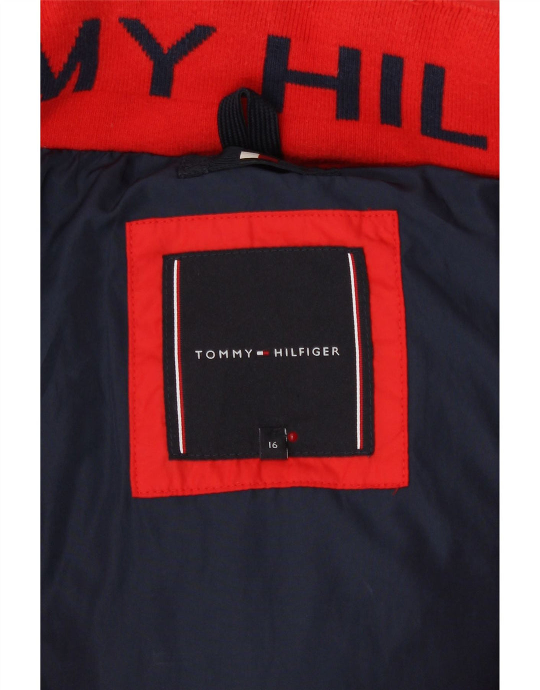 Tommy Hilfiger Boys Hooded Padded Jacket 15-16 Years Red Polyester