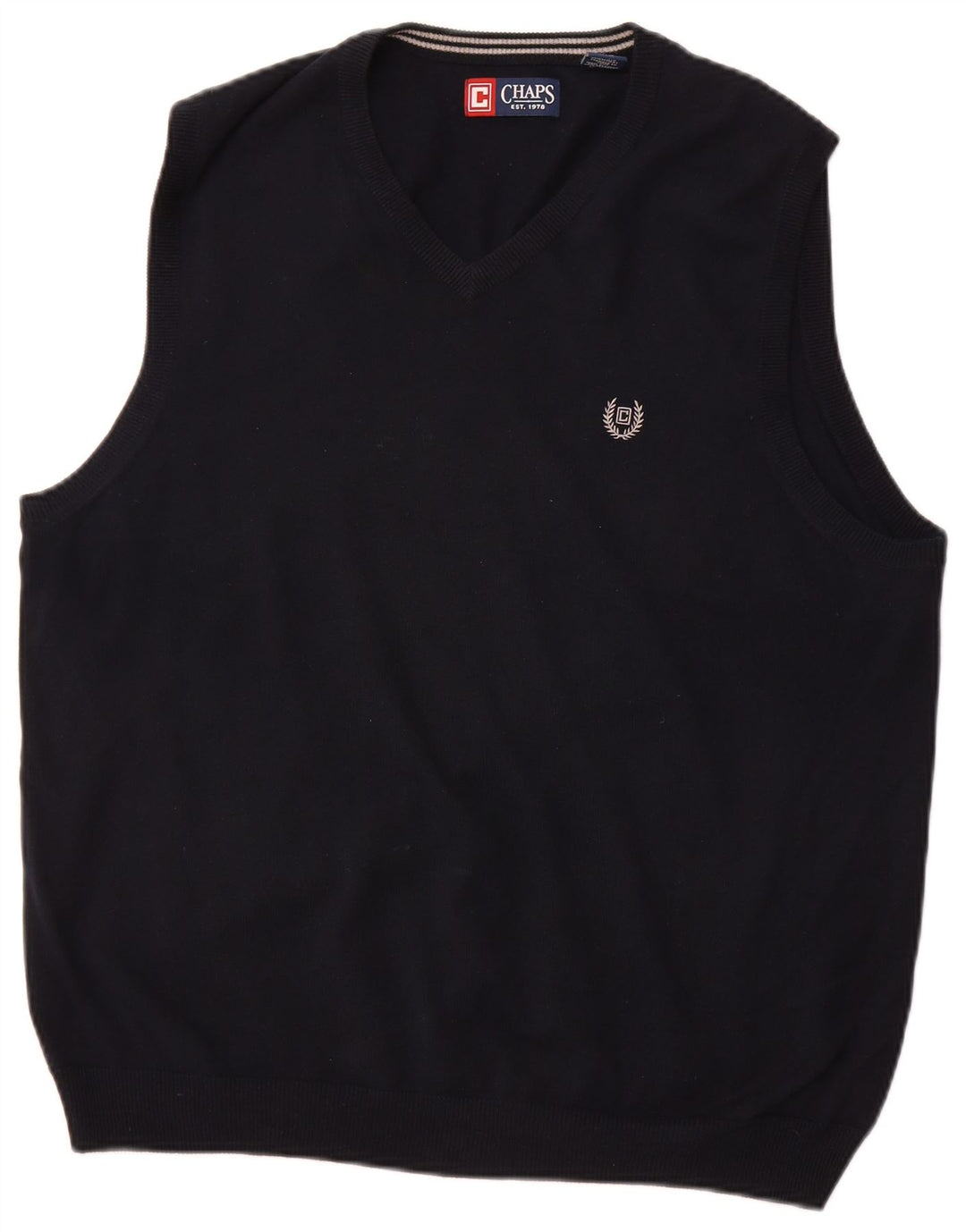 CHAPS Mens Vest Tank Top Large Navy Blue Cotton