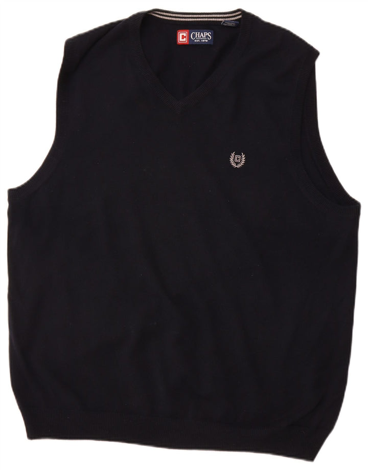 CHAPS Mens Vest Tank Top Large Navy Blue Cotton