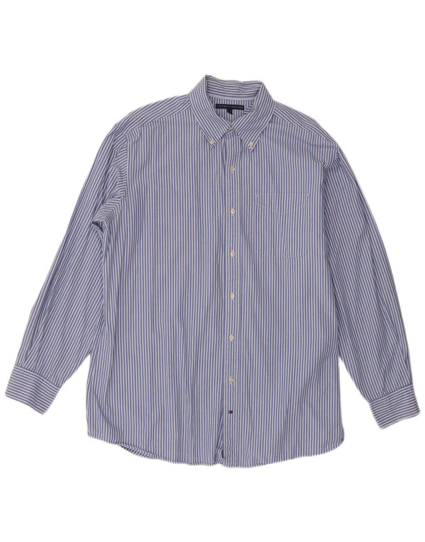 Tommy Hilfiger Mens Shirt Size 16 1/2 Large Blue Pinstripe Cotton