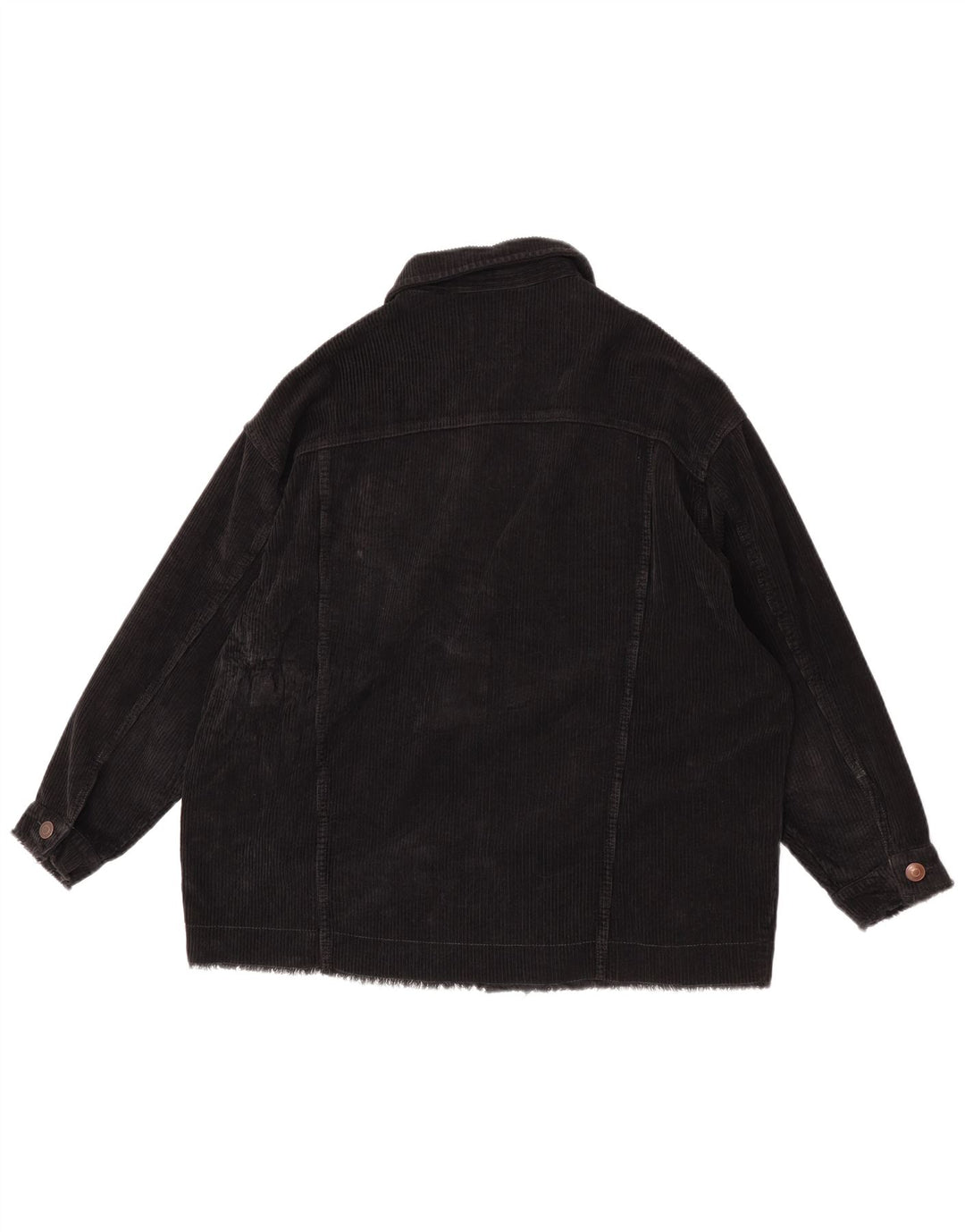 Zara Womens Oversized Corduroy Jacket UK 6 XS Black Cotton
