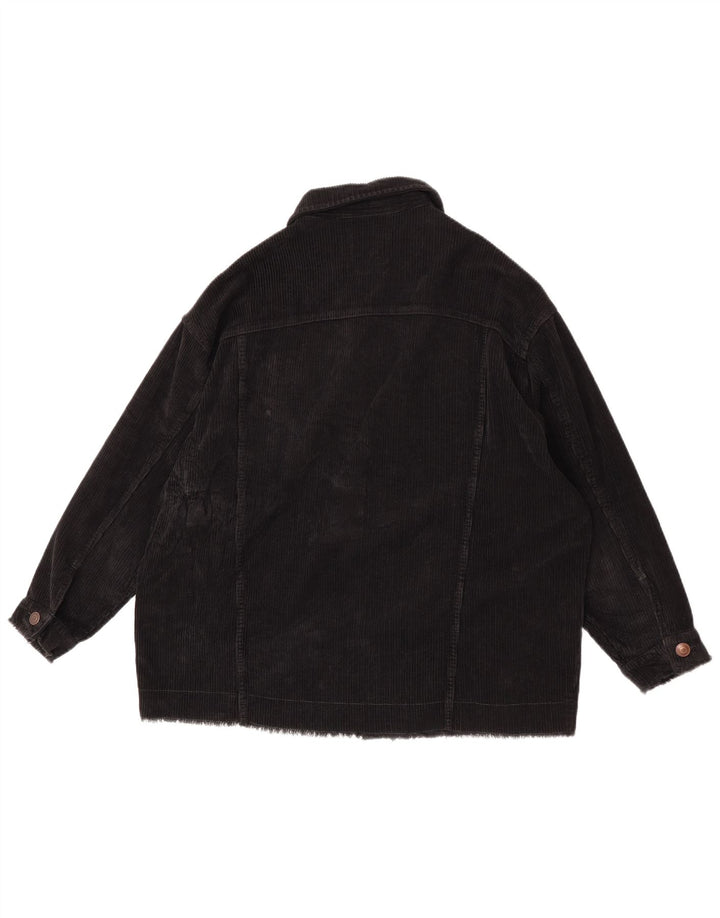 Zara Womens Oversized Corduroy Jacket UK 6 XS Black Cotton