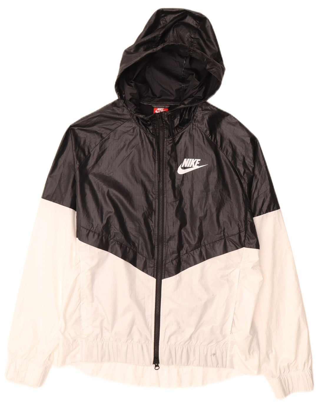Nike Womens Hooded Rain Jacket UK 16 Large Black Colourblock Polyester