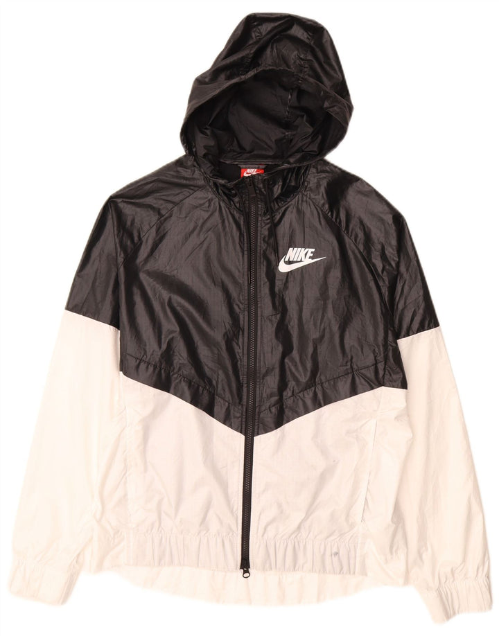 Nike Womens Hooded Rain Jacket UK 16 Large Black Colourblock Polyester