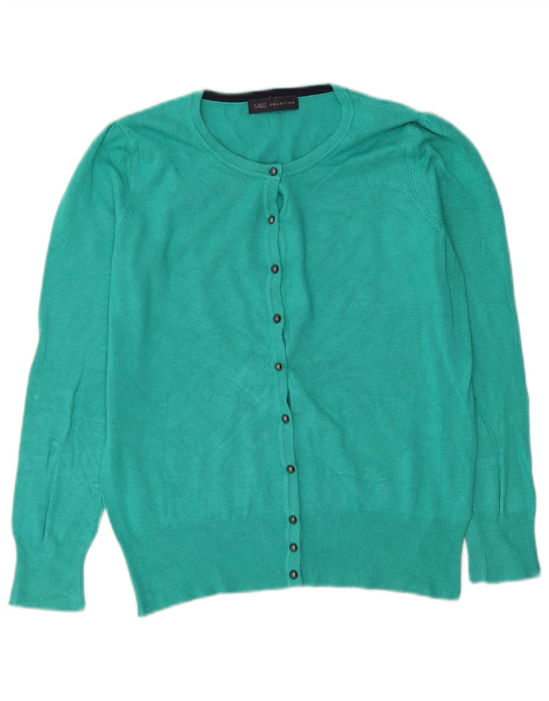 Marks & Spencer Womens Cardigan Sweater UK 12 Medium Turquoise Viscose