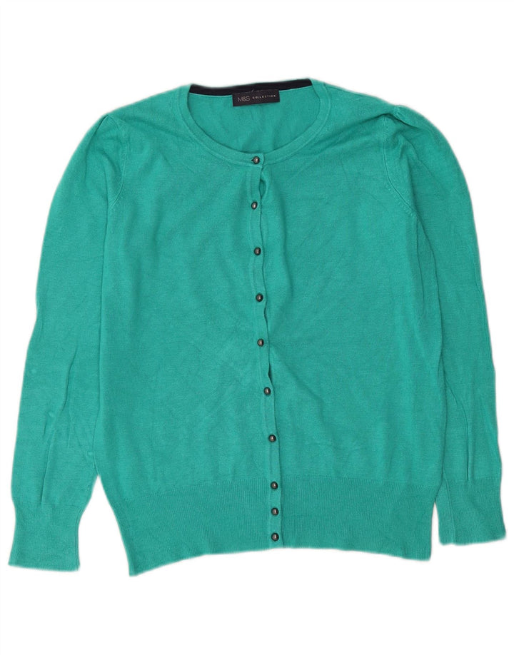 Marks & Spencer Womens Cardigan Sweater UK 12 Medium Turquoise Viscose