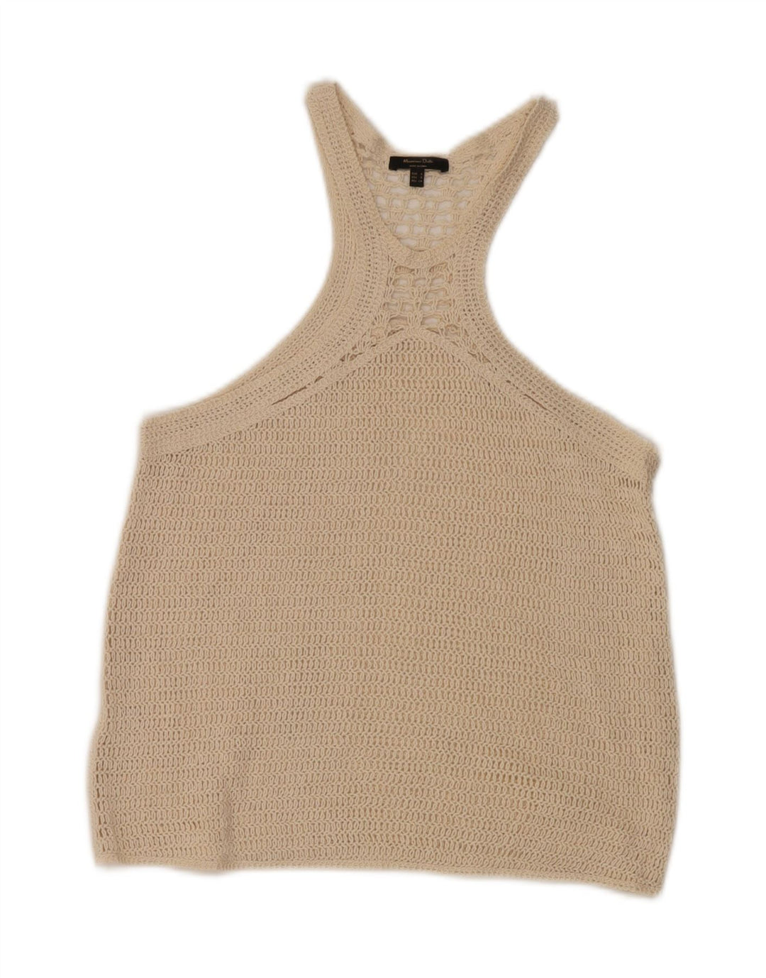 Massimo Dutti Womens Crochet Vest Top UK 10 Small Beige