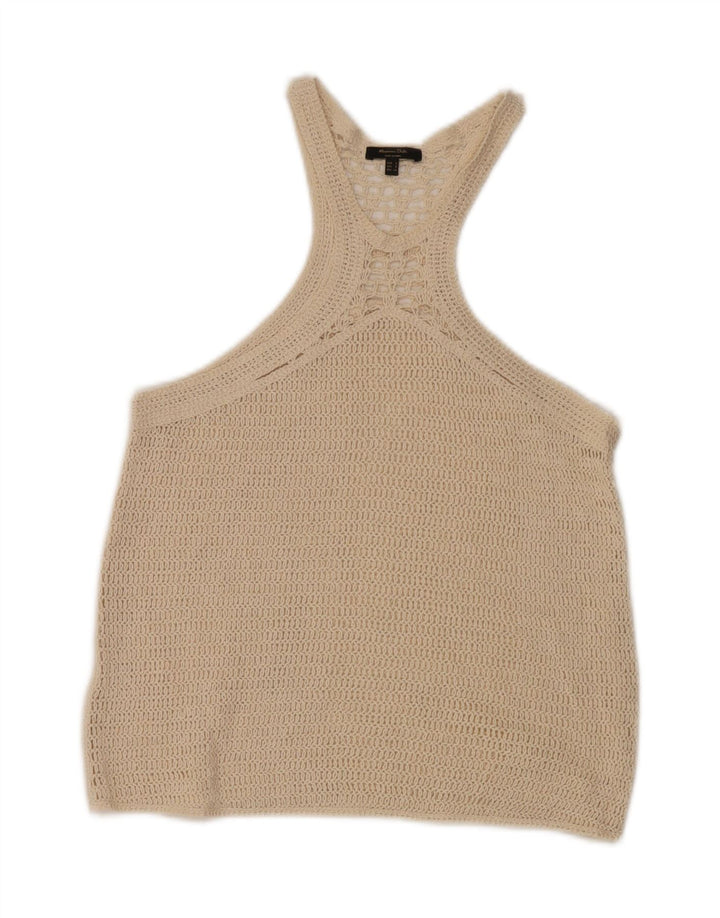 Massimo Dutti Womens Crochet Vest Top UK 10 Small Beige