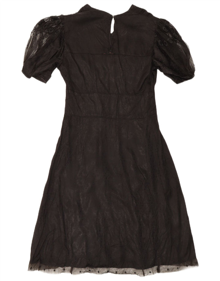 Vintage Womens Maxi Dress UK 12 Medium Black Floral