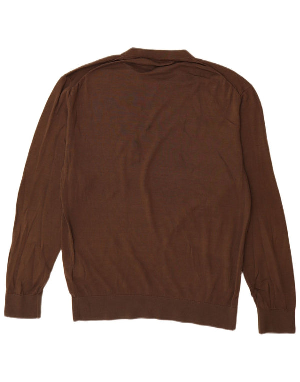 Zara Mens Crew Neck Jumper Sweater Medium Brown Cotton