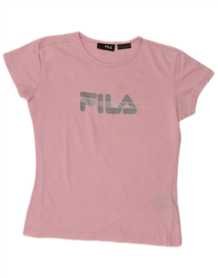 FILA Womens Crop Graphic T-Shirt Top UK 10 Small Pink