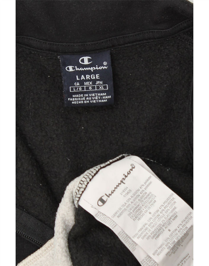 CHAMPION Mens Tracksuit Top Jacket Large Black Colourblock Cotton