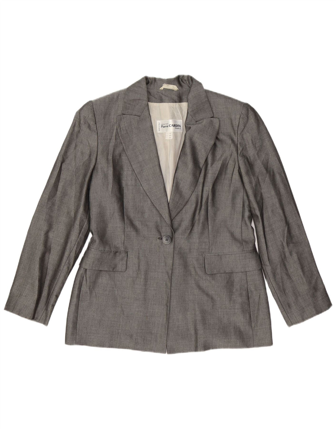 PIERRE CARDIN Womens 1 Button Blazer Jacket IT 44 Medium Grey Viscose