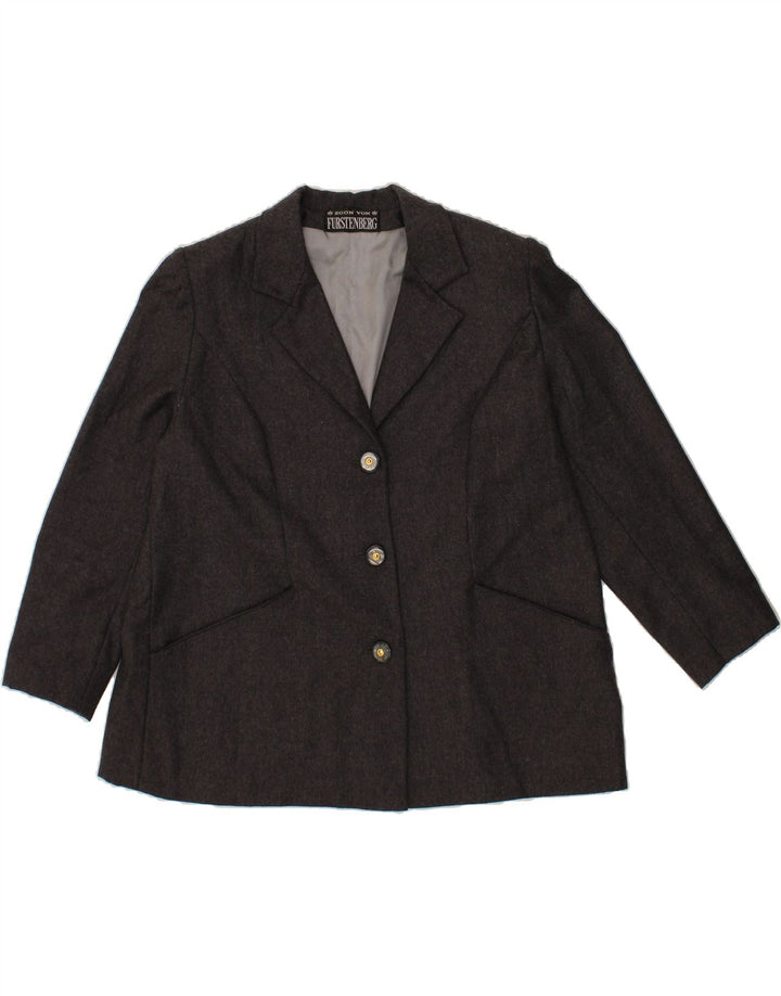 EGON VON FURSTENBERG Womens 3 Button Blazer Jacket UK 20 2XL Grey Vintage Egon Von Furstenberg and Second-Hand Egon Von Furstenberg from Messina Hembry 