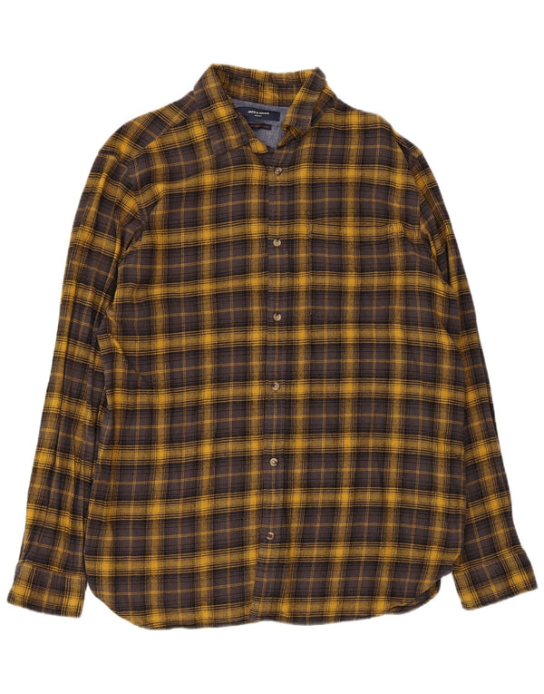 Jack & Jones Mens Premium Flannel Shirt XL Yellow Check Cotton