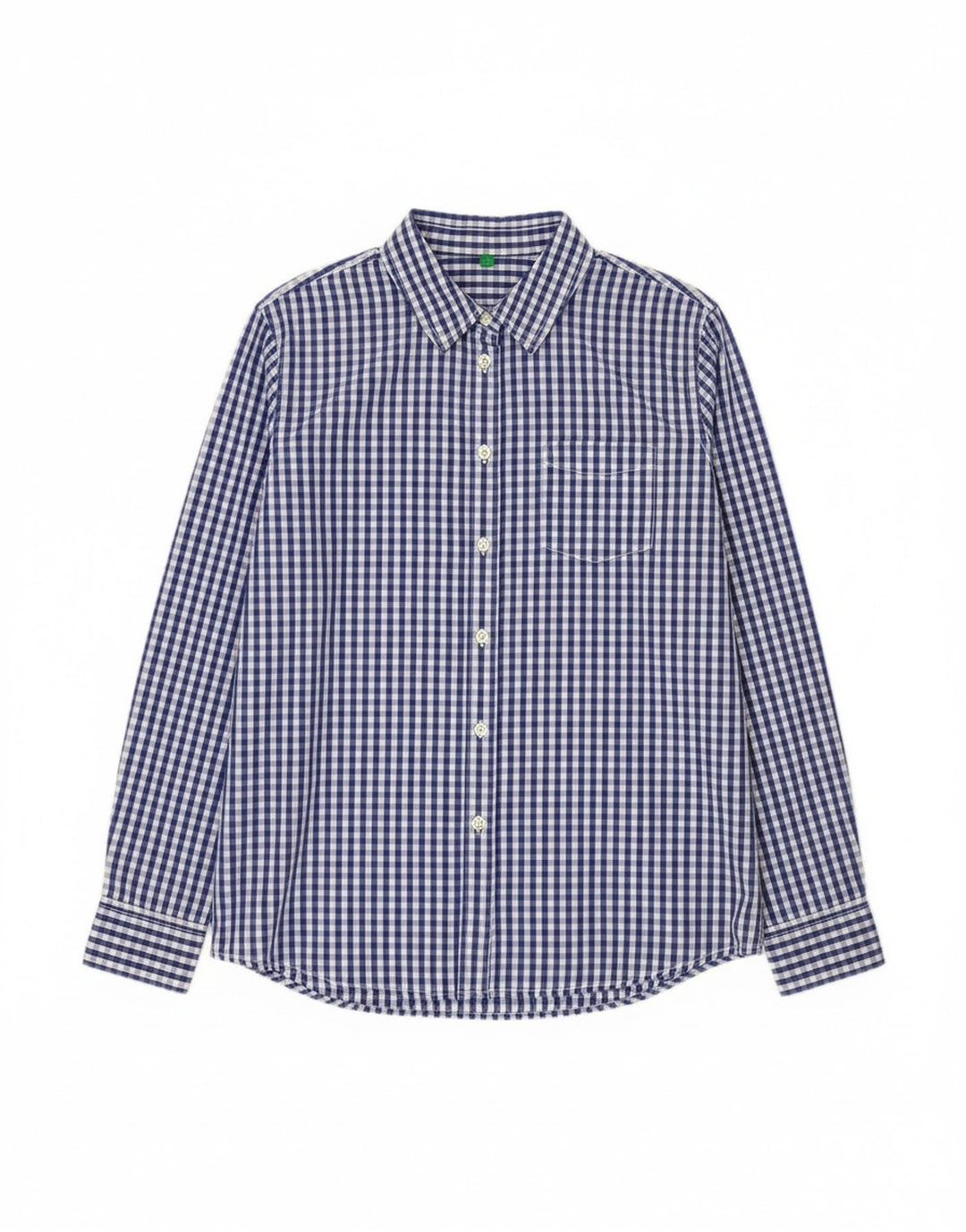Benetton Womens Shirt UK 16 Large Blue Gingham Cotton