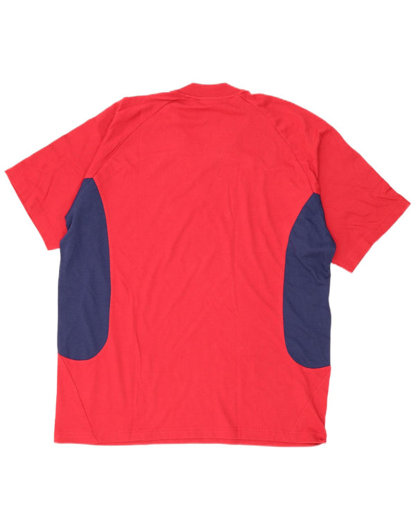 Adidas Mens Graphic T-Shirt Top UK 42/44 Large Red Colourblock Cotton