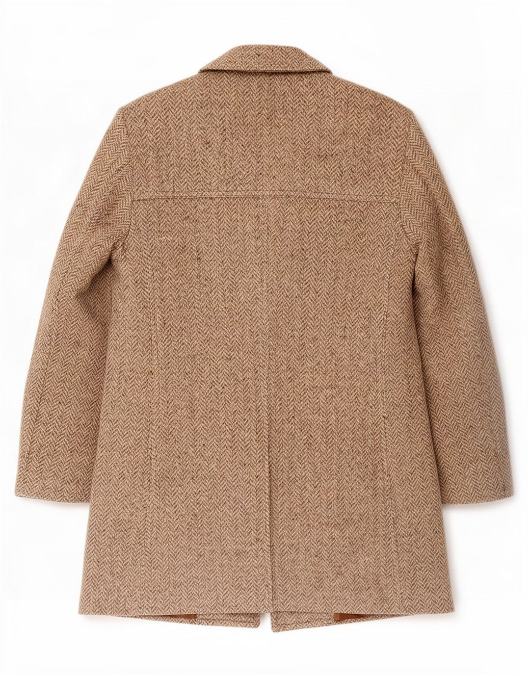 Vintage Mens Overcoat UK 36 Small Beige Herringbone