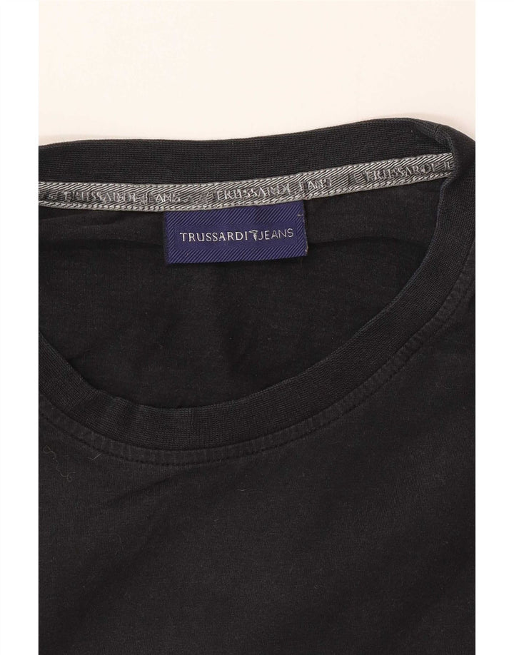 Trussardi Jeans Mens Graphic Top Long Sleeve Small Black