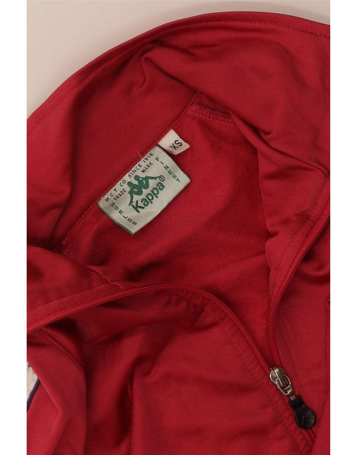 Kappa Womens Graphic Oversized Tracksuit Top Jacket UK 6 XS Red Colourblock