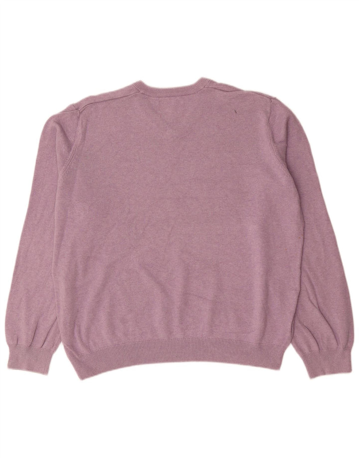 Marks & Spencer Mens V-Neck Jumper Sweater XL Pink Cotton