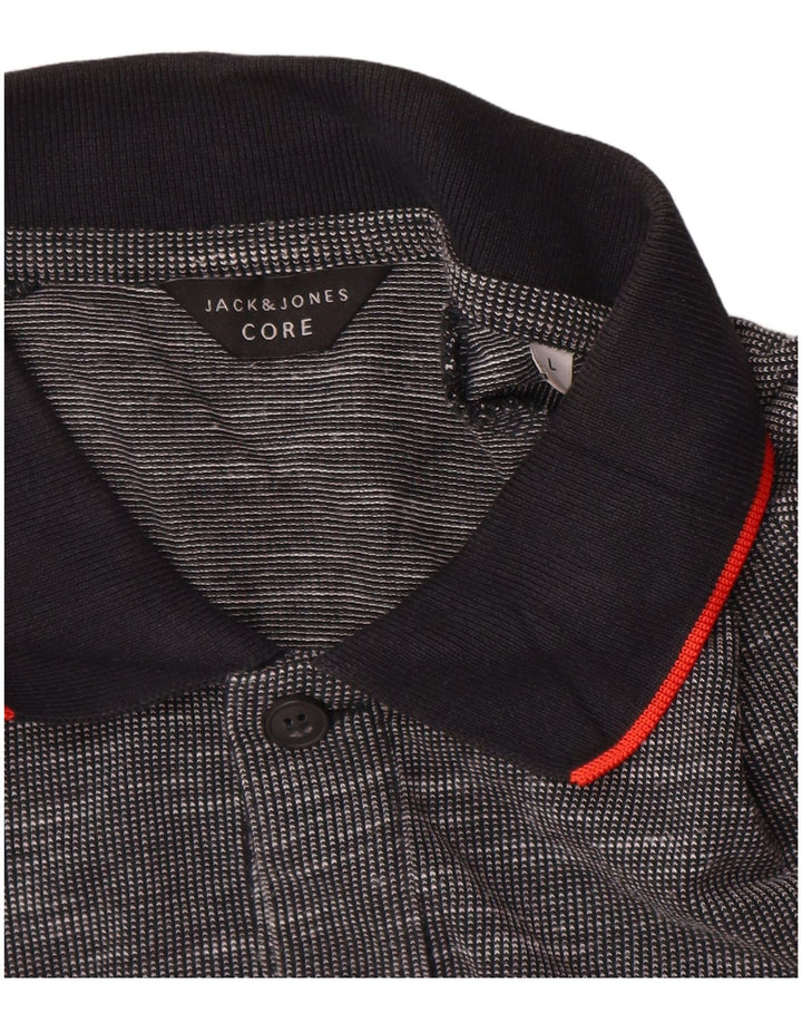 Jack & Jones Mens Polo Shirt Large Grey Flecked Cotton