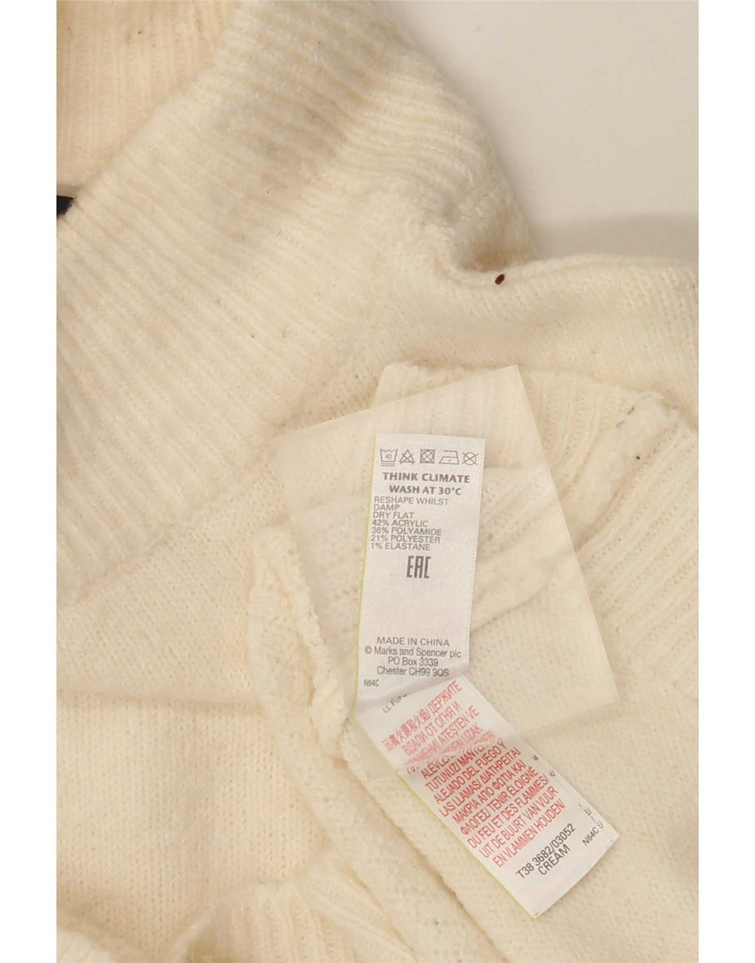 Marks & Spencer Womens Turtle Neck Jumper Sweater UK 10 Small Beige