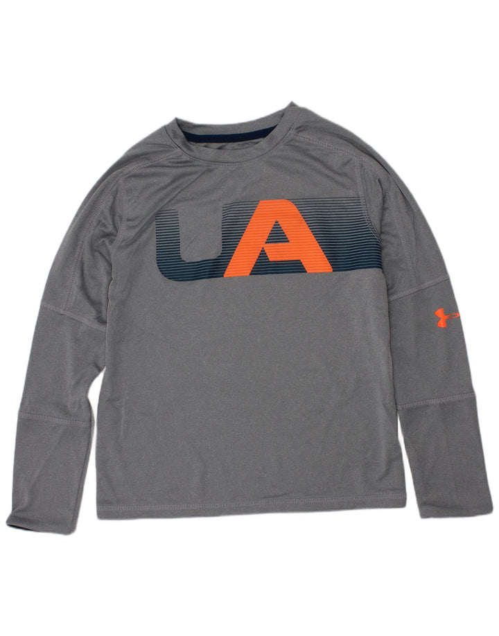 Under Armour Boys Graphic Top Long Sleeve 6-7 Years XS Grey