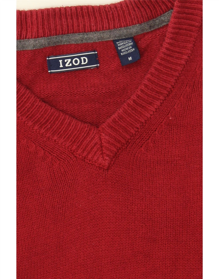 IZOD Mens V-Neck Jumper Sweater Medium Red Vintage Izod and Second-Hand Izod from Messina Hembry 