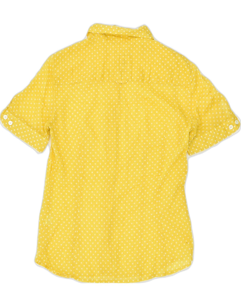 J. CREW Womens Short Sleeve Shirt US 2 XS Yellow Polka Dot Ramie | Vintage J. Crew | Thrift | Second-Hand J. Crew | Used Clothing | Messina Hembry 