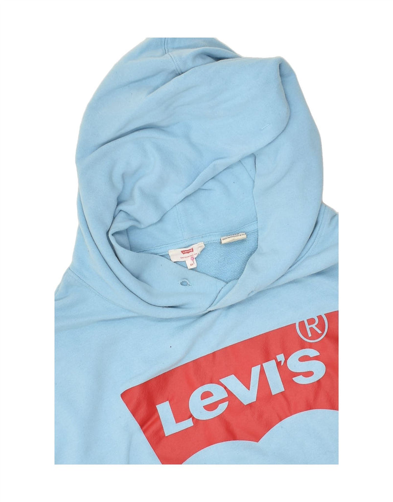 LEVI'S Womens Oversized Graphic Hoodie Jumper UK 20 2XL Blue Cotton | Vintage Levi's | Thrift | Second-Hand Levi's | Used Clothing | Messina Hembry 