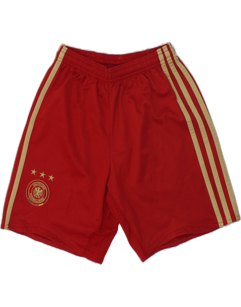 ADIDAS Boys Deutscher Fussball Bund Sport Shorts 9-10 Years Red Polyester | Vintage Adidas | Thrift | Second-Hand Adidas | Used Clothing | Messina Hembry 