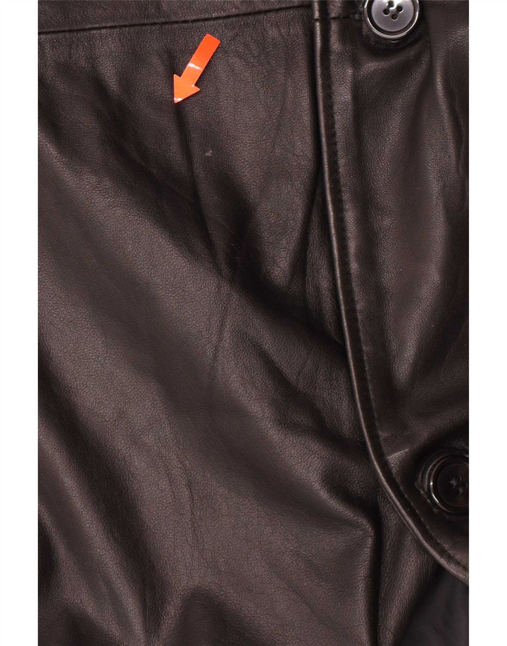 Barone Mens Leather Coat UK 36 Small Black