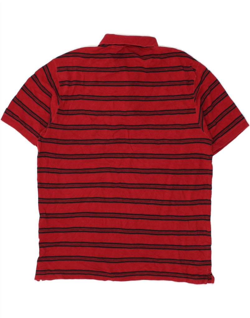 EDDIE BAUER Mens Polo Shirt Medium Red Striped Cotton | Vintage Eddie Bauer | Thrift | Second-Hand Eddie Bauer | Used Clothing | Messina Hembry 