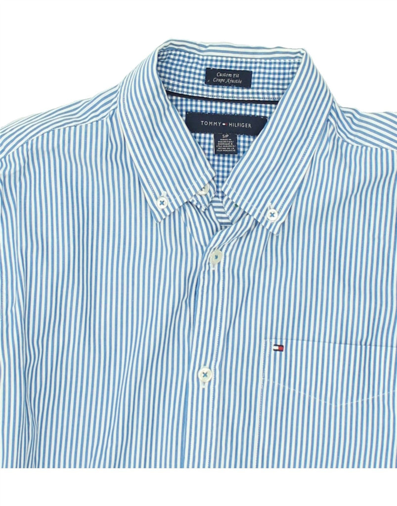 TOMMY HILFIGER Mens Coupe Ajustee Custom Fit Shirt Small Blue Pinstripe | Vintage Tommy Hilfiger | Thrift | Second-Hand Tommy Hilfiger | Used Clothing | Messina Hembry 