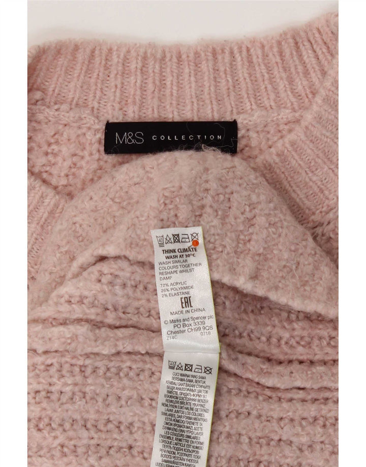 Marks & Spencer Womens Oversized Crew Neck Jumper Sweater UK 14 Medium Pink