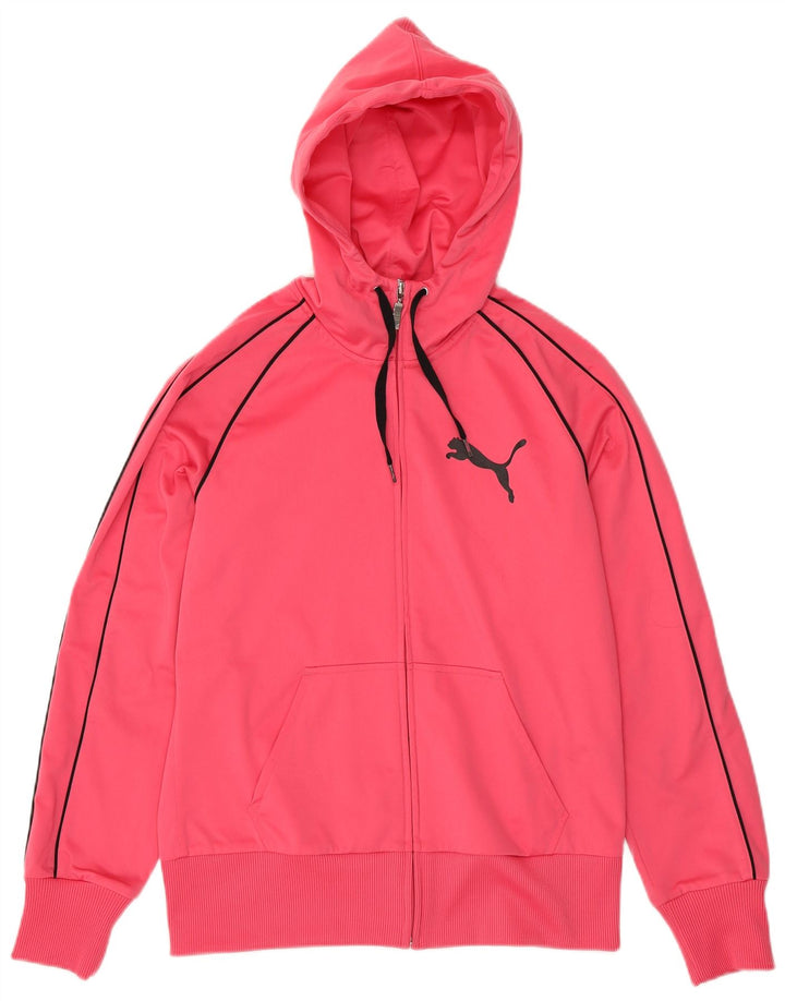 Nike Womens Zip Hoodie Sweater UK 14 Large  Pink Polyester