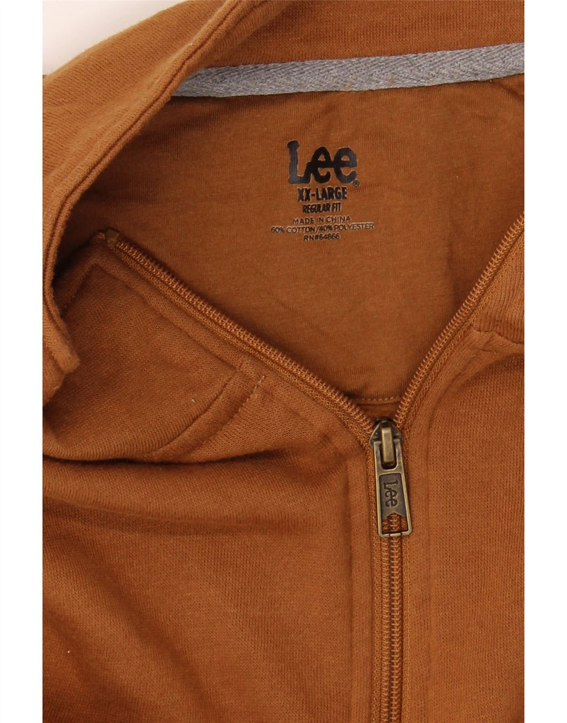 LEE Mens Regular Fit Zip Neck Sweatshirt Jumper 2XL Brown Cotton Vintage Lee and Second-Hand Lee from Messina Hembry 