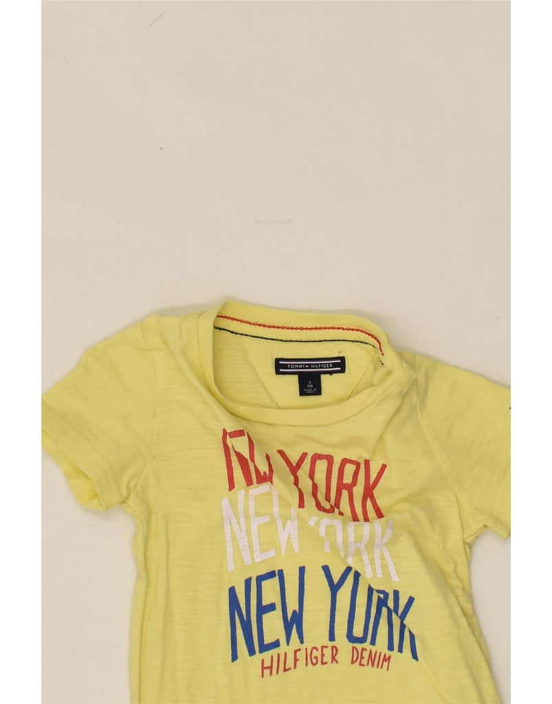 TOMMY HILFIGER Boys Graphic T-Shirt Top 2-3 Years Yellow Cotton | Vintage Tommy Hilfiger | Thrift | Second-Hand Tommy Hilfiger | Used Clothing | Messina Hembry 