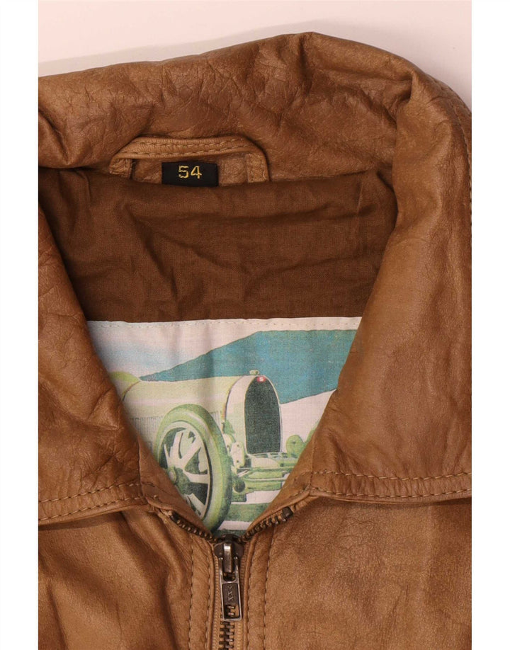 Vintage Mens Leather Jacket IT 54 2XL Brown