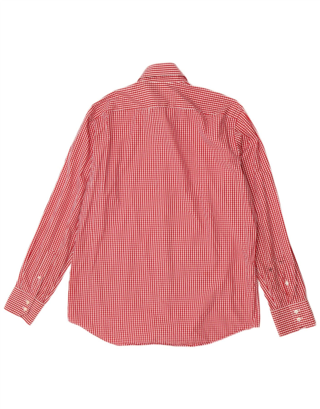 Hugo Boss Mens Regular Fit Shirt Size 41 16 Large Red Gingham Cotton