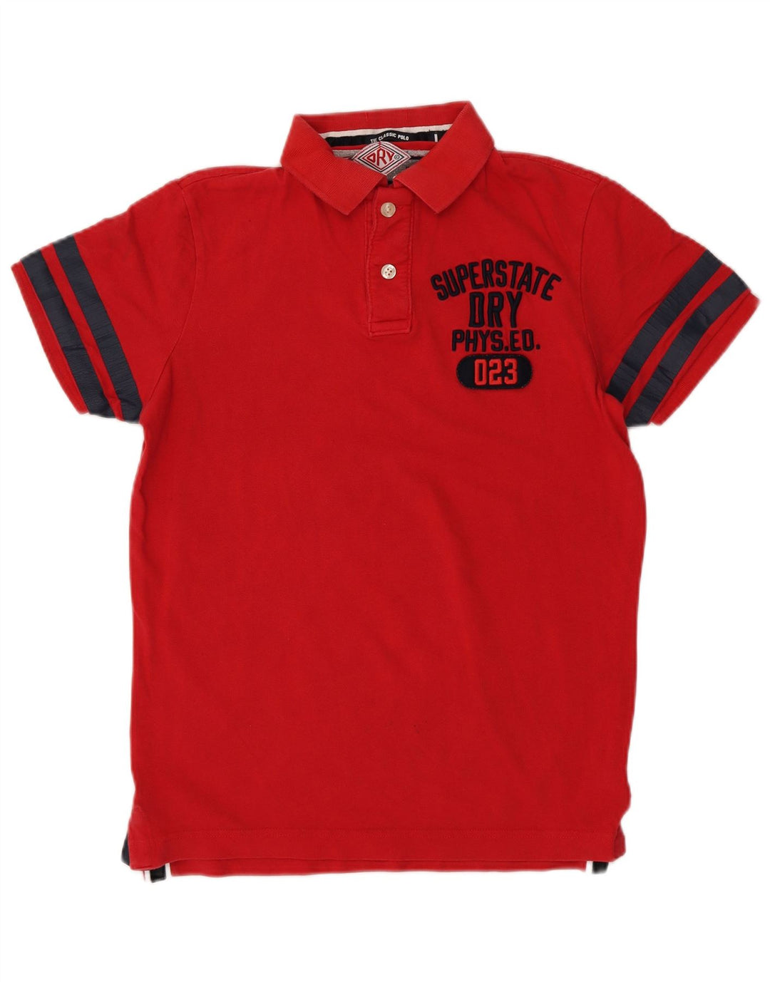 Superdry Mens Graphic Polo Shirt Large Red Striped Cotton