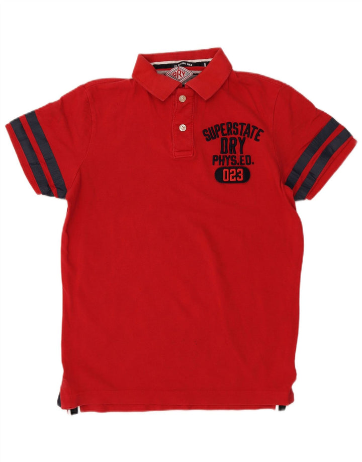 Superdry Mens Graphic Polo Shirt Large Red Striped Cotton