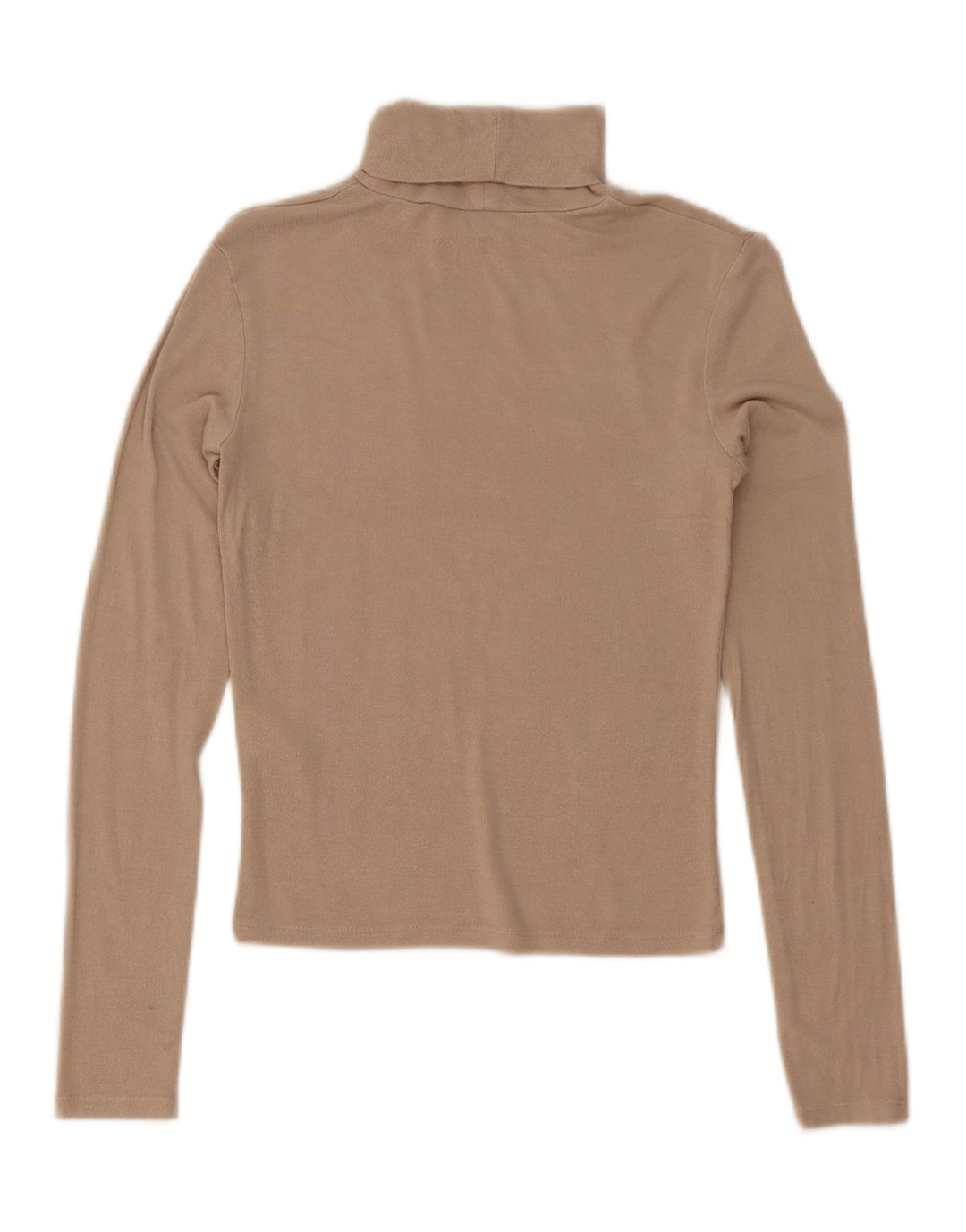 Zara Womens Crop Top Long Sleeve UK 8 Small Beige Viscose