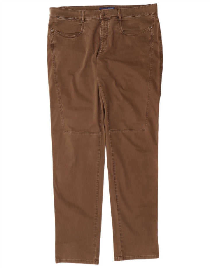 TRUSSARDI Mens Straight Casual Trousers IT 58 3XL W40 L36 Brown Cotton