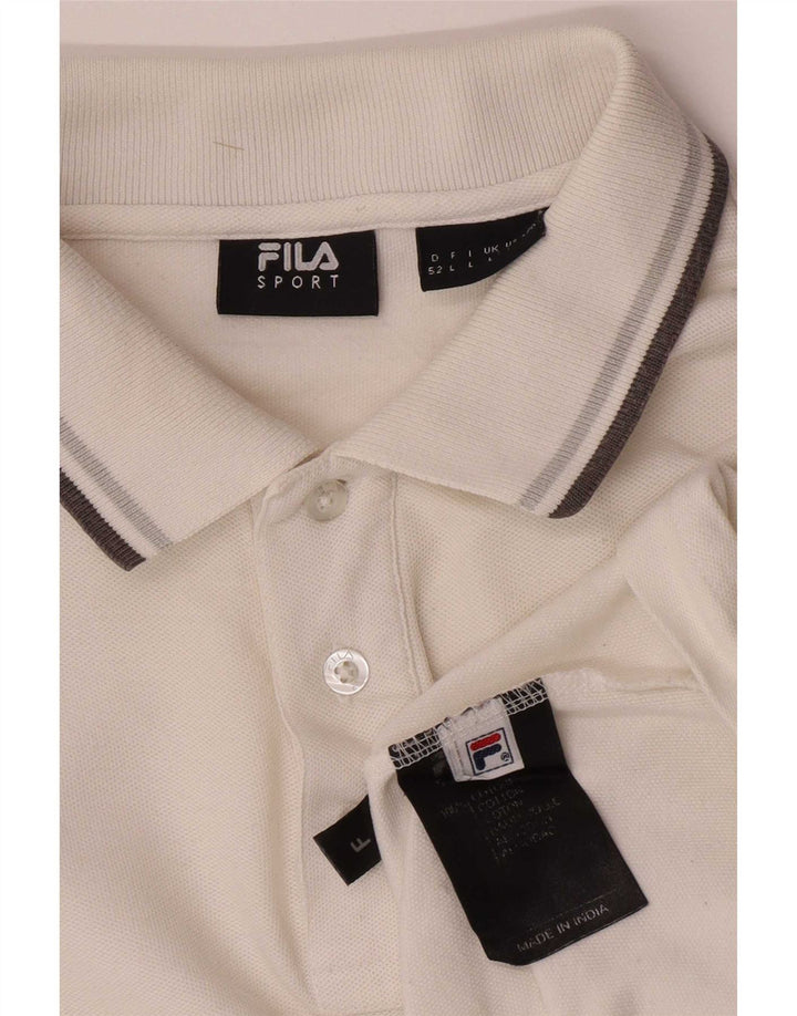 Fila Mens Long Sleeve Polo Shirt Large White Cotton