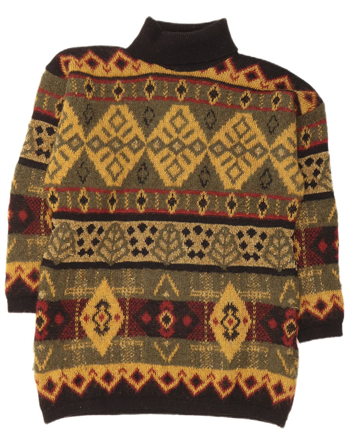 MARKS & SPENCER Womens Roll Neck Jumper Sweater Size 14 Large Khaki