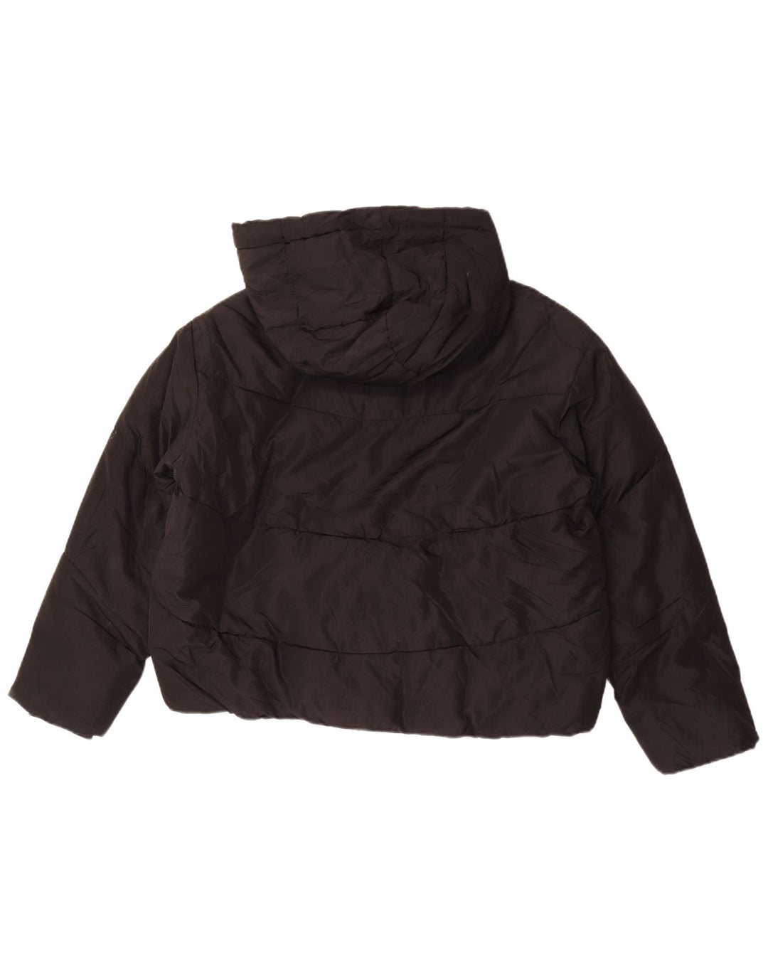 Zara Womens Oversized Crop Hooded Padded Jacket UK 10 Small Black Polyester